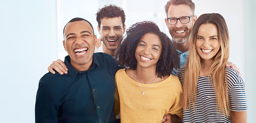 Group of diverse happy people. 